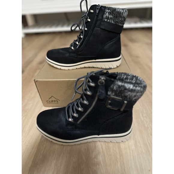 Cliffs White Mountain Women's 10W Hearten Lace‎ Up Hiking Boot Black Fabric - Picture 1 of 11